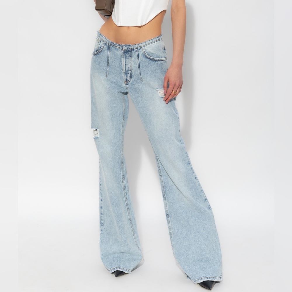 The MANNEI Nula High Rise Flare Jeans in Denim, Lt Blue Size 34 New w/Tag $594